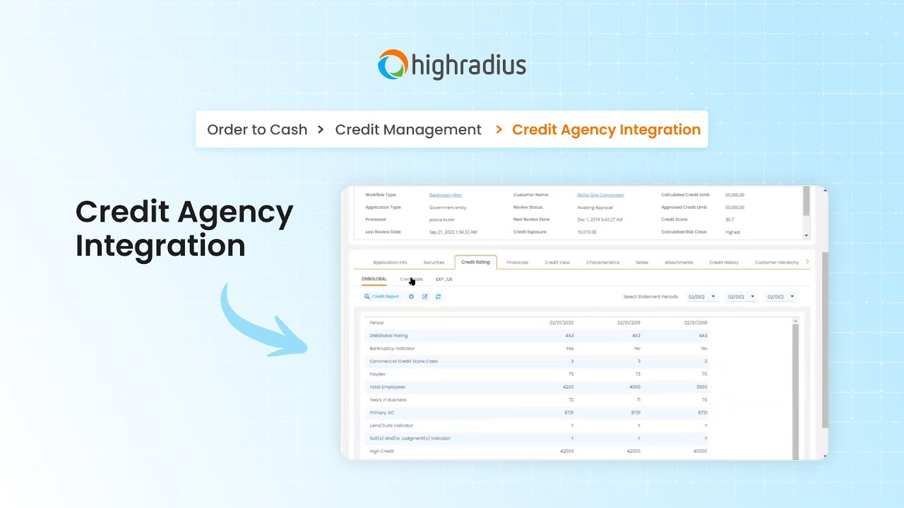 HighRadius Credit Data Automation | Integrate 35+ Agencies & Monitor Risk