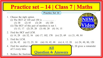 Practice Set 14 class 7 | math | HCF and LCM | Maharashtra State Board | std 7 practice set 14 maths