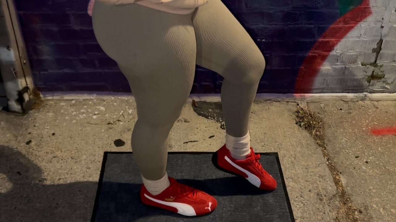 Puma Speedcat OG Red White Sneakers on Feet