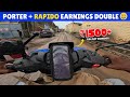 Porter Bike Delivery Job Full Day Earnings REVEALED! + Rapido Bike Taxi Job EARNING 🤑
