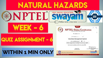 Natural Hazards | Week 6 NPTEL Solution Answers 2023 | NPTEL | SWAYAM