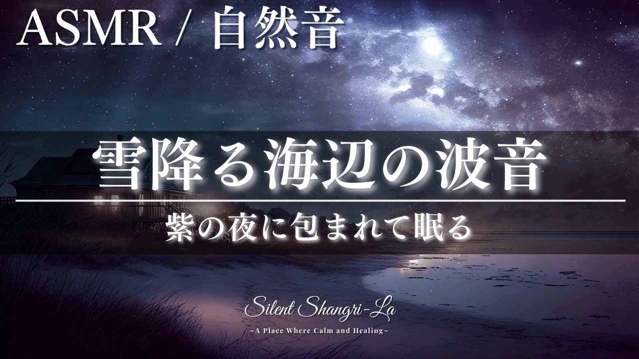 【ASMR】雪降る海辺の波音 ― 紫の夜に包まれて眠る【自然音】