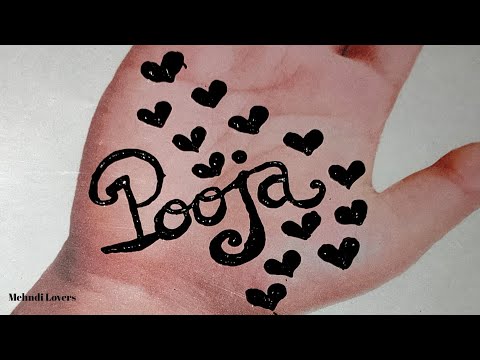 Pooja name tattoo | how to make pooja name tatto design - YouTube