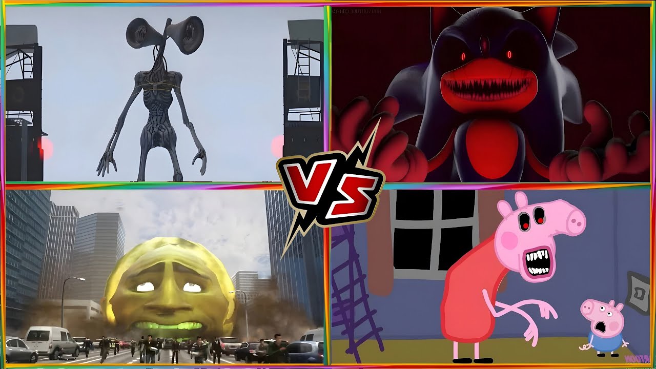 Sonic EXE🆚Siren Head🆚Peppa Pig EXE🆚Lin Gang Melon