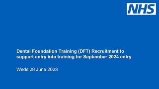 Dental Foundation Training (DFT) Recruitment webinar