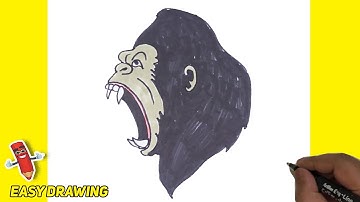 How to Draw Angry Gorilla Face | Angry Gorilla Face step by step easy Drawings | Angry Gorilla Face
