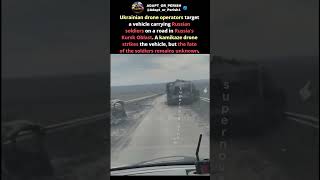 Ukrainian Kamikaze Drone Hits Russian Vehicle in Kursk Oblast #shorts