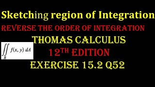 Ex 15.2 Q52 Thomas Calculus 12th Ed | Region sketching | double integral | reverse order of integral