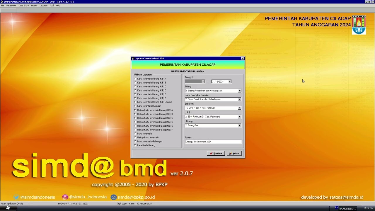 Label Barang dan KIR (Kartu Inventaris Ruangan) pada SIMDA BMD