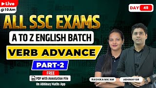 SSC English |Verb Advance Part-2 | A to Z Batch | Day-48 | All SSC Exams | Rashika ma'am