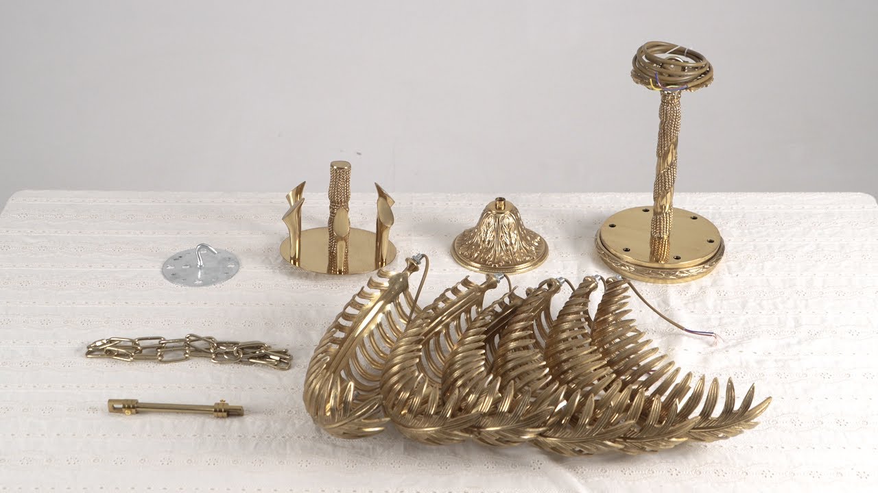 Brass Palm Leaf Crystal Chandelier Installation Video – Tropical Elegance, Radiant Sparkle