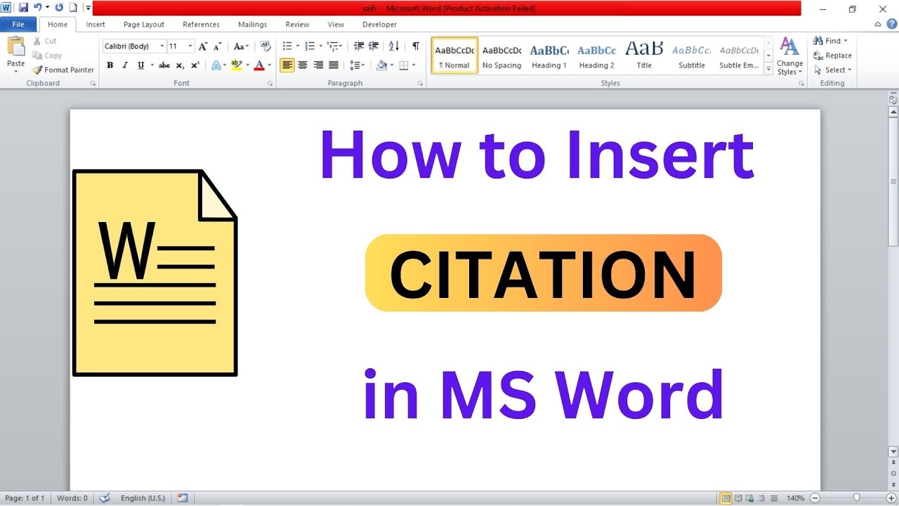 How to Insert Citations in Microsoft Word - YouTube
