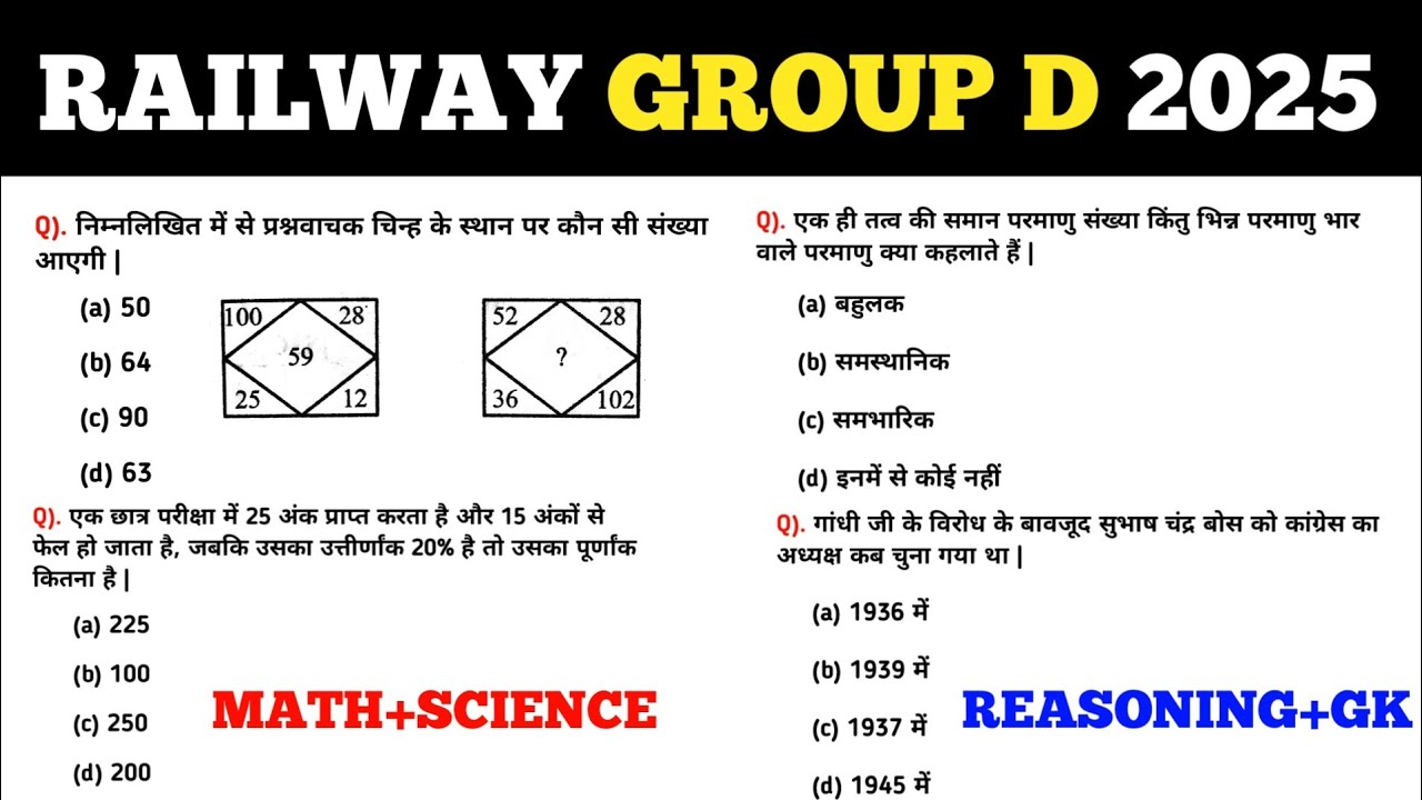 Railway Group D Previous Year Question Paper | RRB Group D Model Paper ...