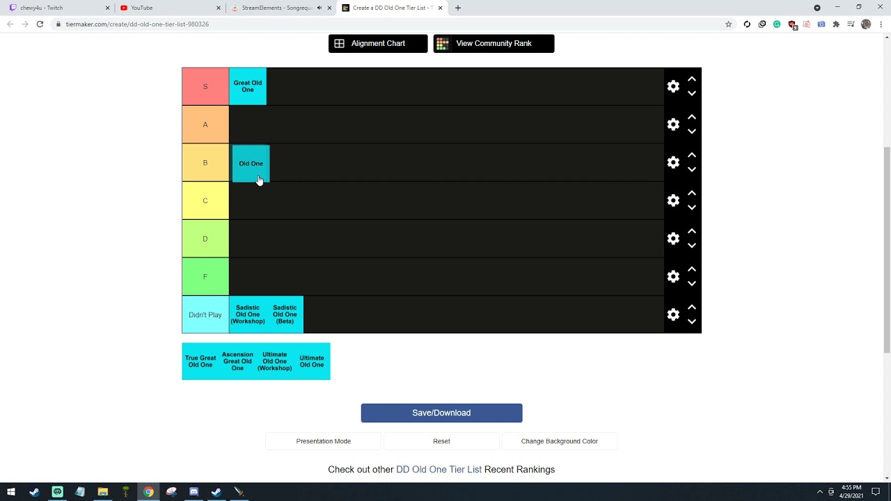 Dungeon Defenders Old One Tier List