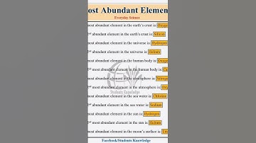 #most abundant element #in body#in atmosphere #in ocean#in water#in earth crust