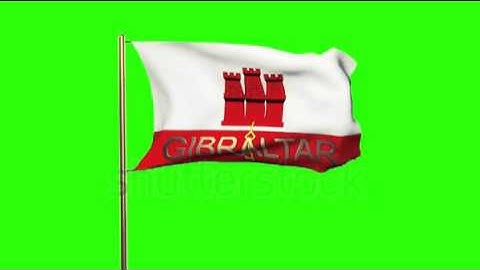 Gibraltar flag with title waving in the wind. Looping sun rises style. Animation loop Stock video
