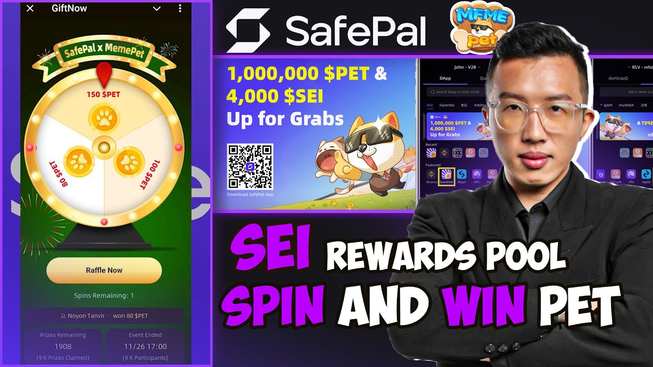 SafePal MemePet Quest | 4000 SEI Rewards Pool | Spin and Win PET