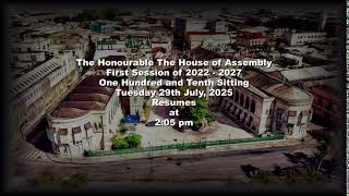 110th Sitting of the First Session of the 2022-2027 The Honourable House of Assembly(July 29 ,2025)