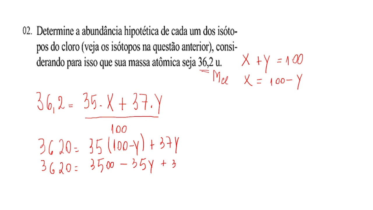 Como calcular abundância dos isótopos |Parte I| #QUESTÃO 02 - YouTube