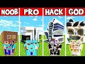 Minecraft Battle : Family Futuristic House Build Challenge - Noob Vs Pro Vs Hacker Vs God