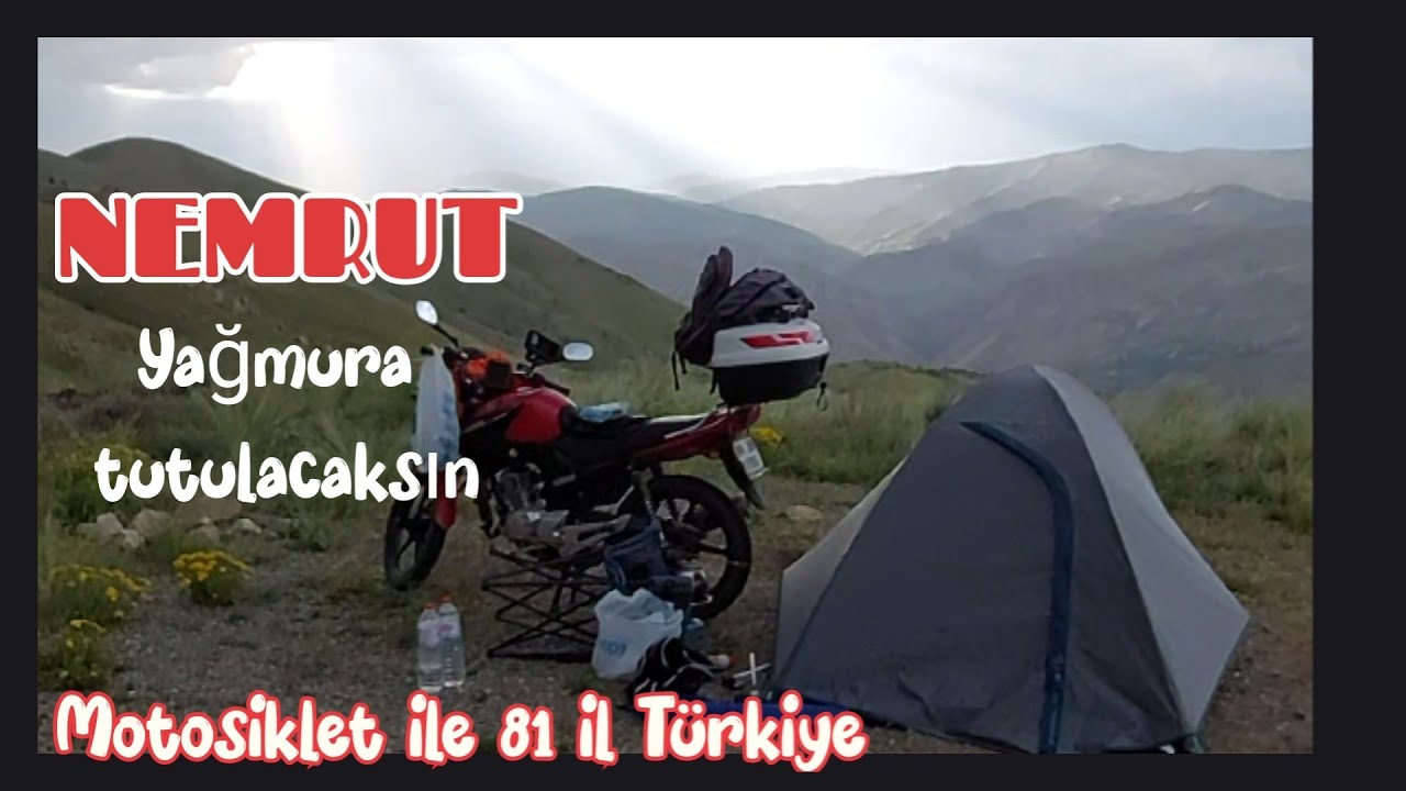 Nemrut Dağının zirvesinde yağmura yakalandım.Motosikletle 81 il Türkiye #227