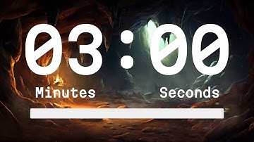 3-Minute Countdown Timer - Cave Fire Fireflies Dynamic Theme + Progress Bar + Background Sound