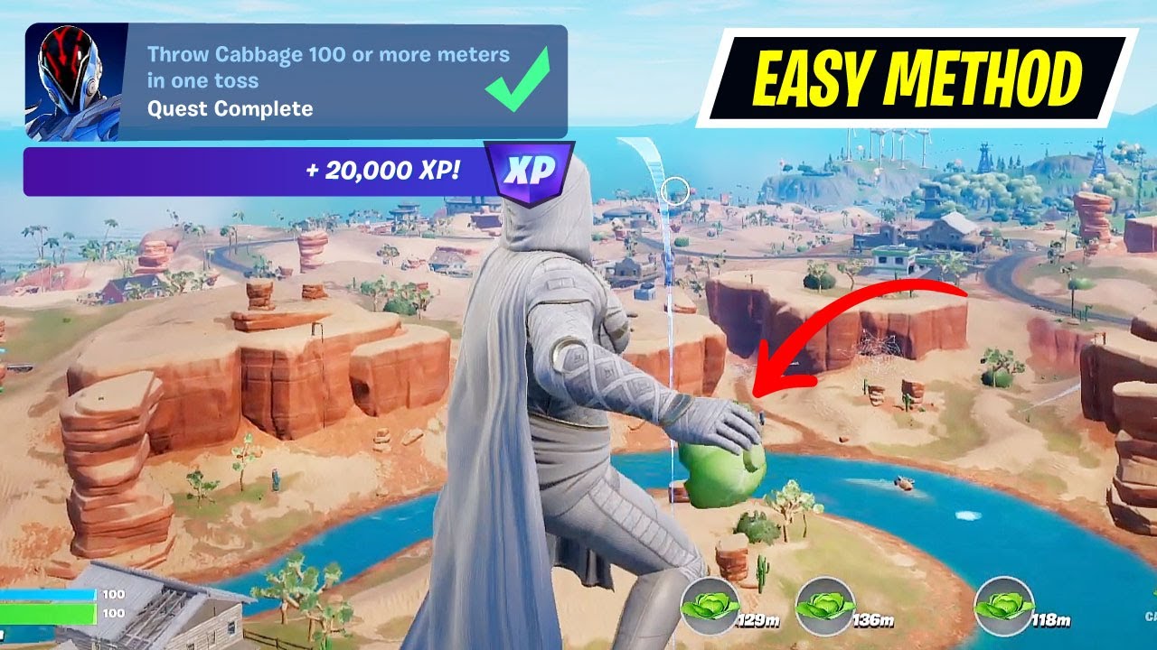 Throw Cabbage 100 or more meters in one toss Fortnite YouTube
