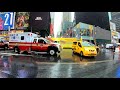 ⁴ᴷ⁶⁰ Walking NYC (Narrated) : Times Square - 42nd Street to Central Park in the Rain