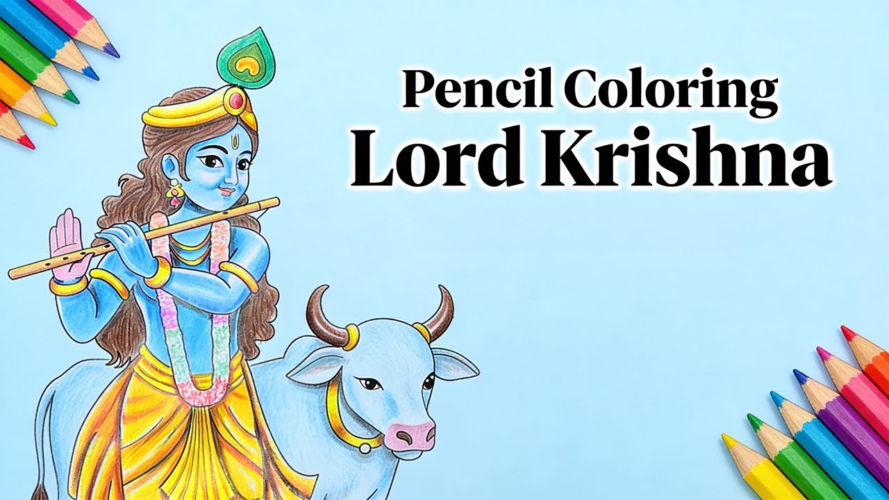 Pencil Coloring of Lord Krishna | Beautiful Krishna Drawing | भगवान श्रीकृष्णको सुन्दर चित्र
