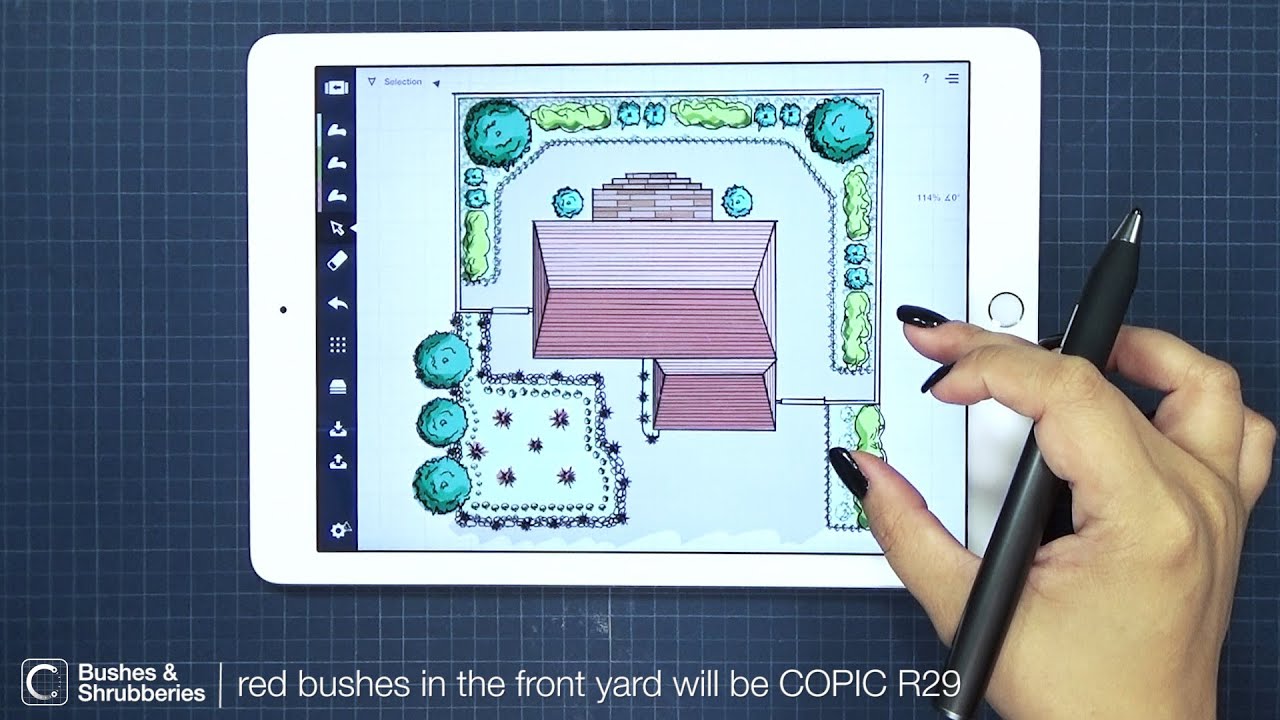 How to color a backyard landscape architecture design in 