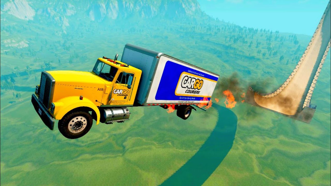 Cargo Truck vs Mega Ramp Jump #595 BeamNG.drive | - YouTube