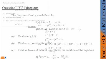 Edexcel GCE in Mathematics C3 Functions