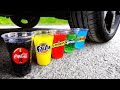 Crushing Crunchy & Soft Things by Car! Experiment Car vs Cola Different Sprite Surprise Eggs candy