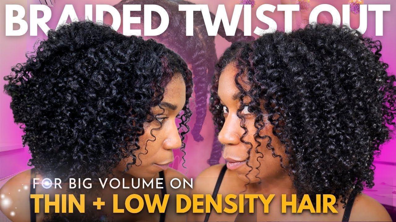 Chunky Braided Twist Out Routine: Thin Natural Hairstyle | Type 4 Hair
