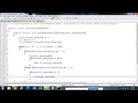 Find the Deepest Level from the given JSON String/Object
