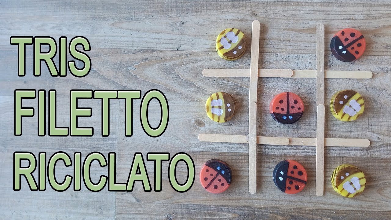 🐝🐞Cosa fare con TAPPI DI BOTTIGLIE :filetto con materiali riciclati (TRIS)  - Arte Green 