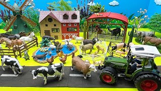 Farm Diorama For Animals | Goat Pigs Horse Cow Small World With Tractor