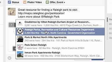 Posting a web link and mentioning another page on your Facebook business page