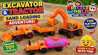 Toy Excavator & Tractor Sand Loading Adventure