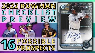 2022 Bowman Checklist Preview | Top 16 Prospects Without a Bowman Chrome Baseball Card | Topps 2022