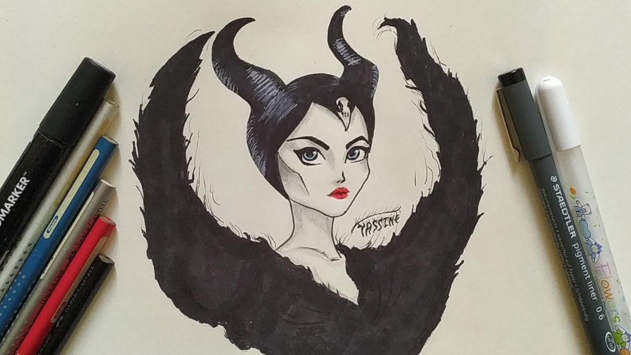 How to Draw Maleficent (Angelina Jolie) Step by Step - YouTube.