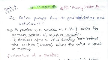Unit-9: Pointer|All theory Notes C-Programming BE Civil Purbanchal University TU KU PoU|Pointers