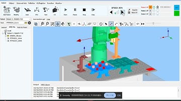 以E6POINT指令撰寫HRSS軟體和HRSim軟體，分別到達機器人工程師中階檢定的8個工件位置