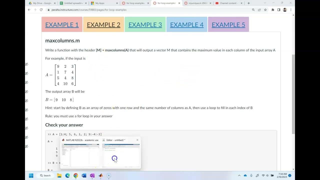 MATLAB - Module 4 - for loop example 2 - YouTube