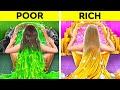 CITY RICH VS VILLAGE POOR GIRL CHALLENGE || Cheap Hacks vs Expensive Gadgets! Smart Ideas by 123 GO!