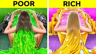 CITY RICH VS VILLAGE POOR GIRL CHALLENGE || Cheap Hacks vs Expensive Gadgets! Smart Ideas by 123 GO!