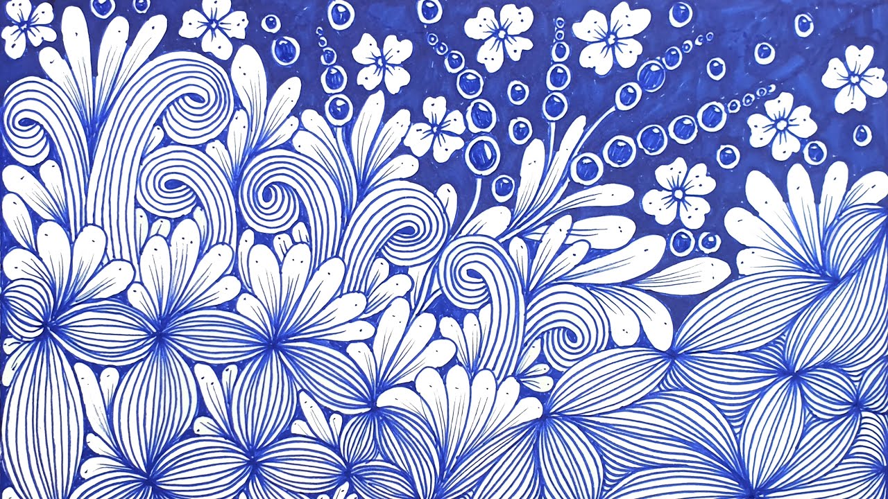 🌸 How to draw easy floral zentangle for beginners 🌸 Zentangle art 🌸