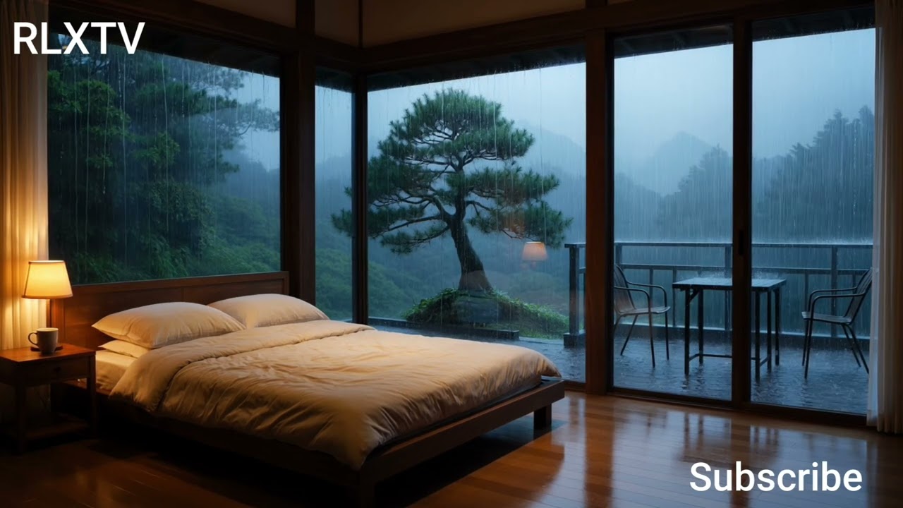 Relaxing music piano, Rain & thunderstorm with Ambient soothing water sounds Depression deep sleep 🎹
