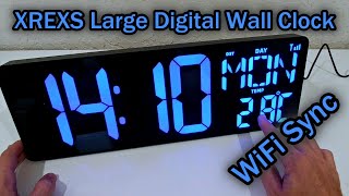 XREXS Large Digital Wall Clock WiFi Sync, 16.5 inch With Temperature/Date/Week, Auto-Dimming REVIEW