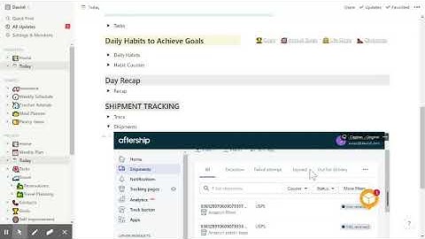 Notion shipping tracking with afterShip